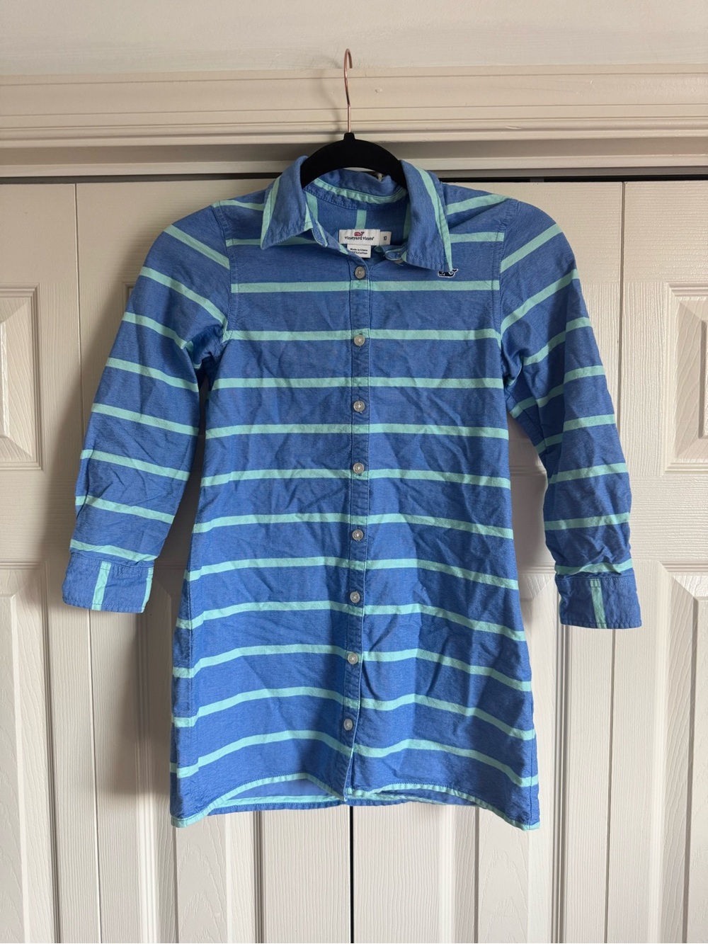 Vineyard Vines Button-front Shirt Dress Blue Striped Girls Size 10